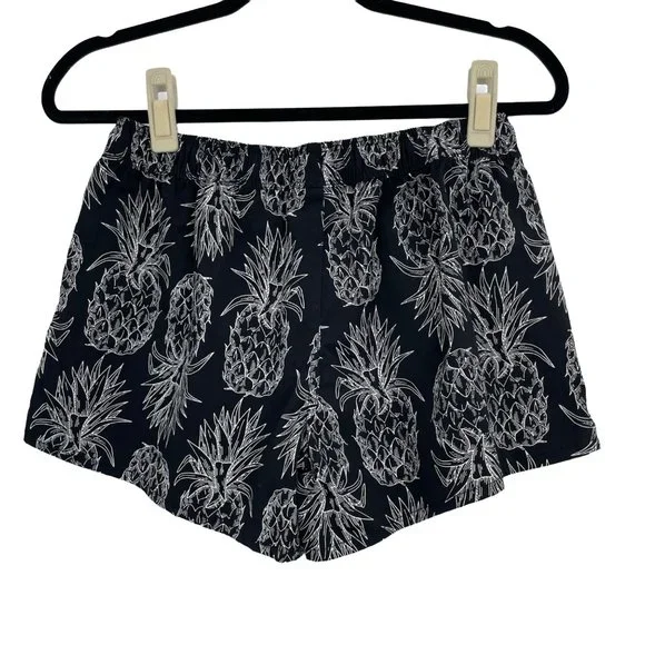 Lauren James Size Small Black White Pineapple Swim Shorts Drawstring Womens - Picture 4 of 6